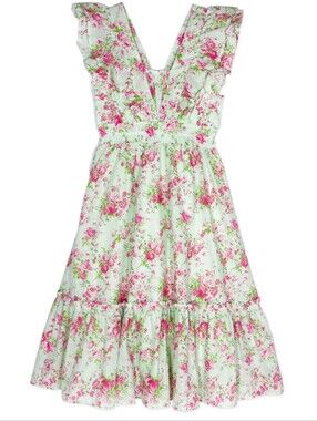 Simply Shabby Chic Midi Sundress XL Mint Green Pink Cottagecore Floral